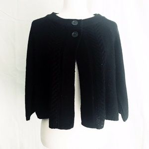 Kim Rogers M Cardigan Shrug Black Button Cotton Ha